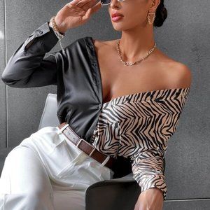 Contemporary Zebra Print Blouse Black